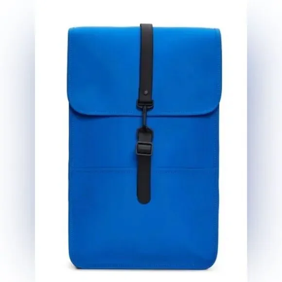 NWT RAINS Waterproof Backpack W3 - Color Blue Waves - Secure Buckle Closure